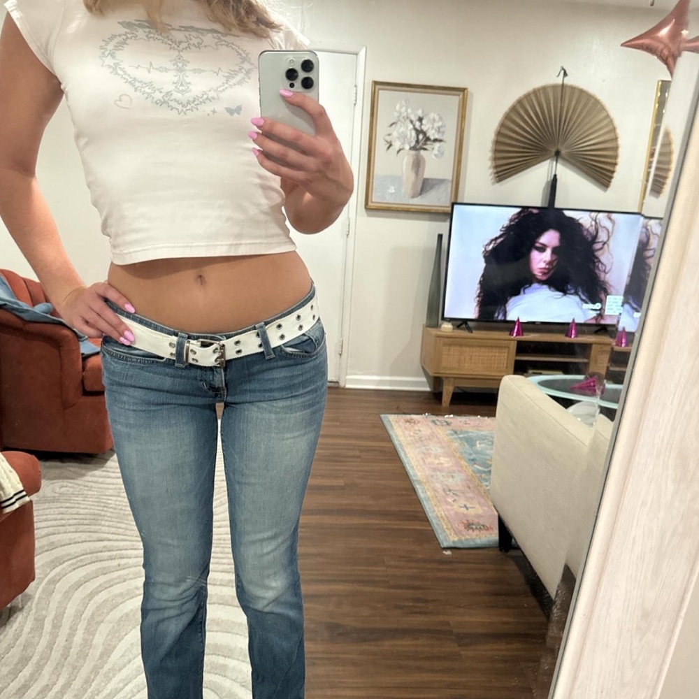Y2K Low-Rise Bootcut Denim Jeans Light Wash (like new, worn once)